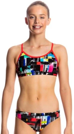 Maillot De Bain Funkita 2 Pièces Fille Test Signal Noir